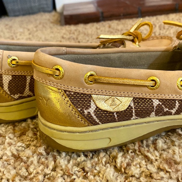 Women’s Light Tan, Cheetah Print Gold Embellishment Sperry Top-Siders Size 6.5M - Picture 5 of 6